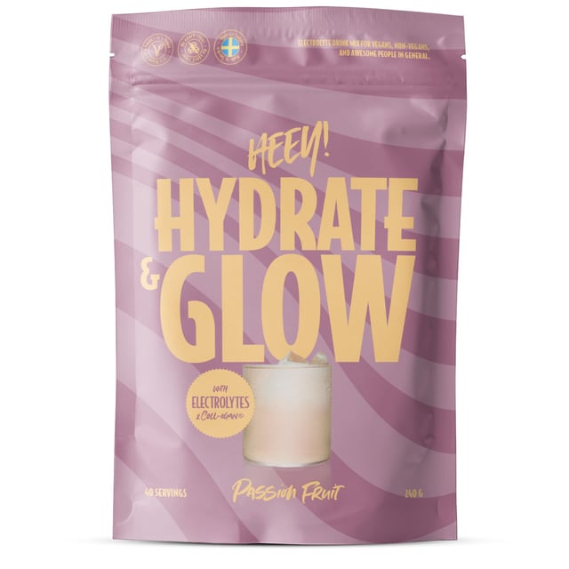 Heey!  Hydrate & Glow Elektrolyter + Collegan® Passionsfrukt 240g