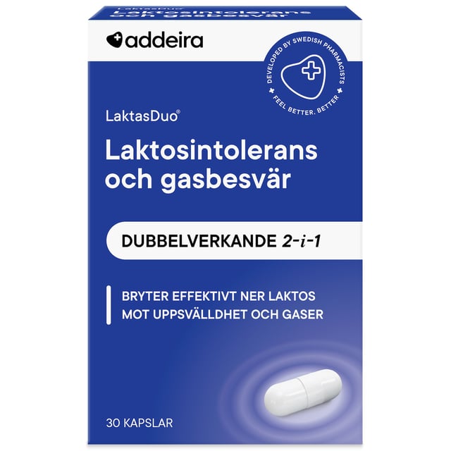 addeira LaktasDuo 2 i 1 Laktasenzym + Dimetikon 30 kapslar