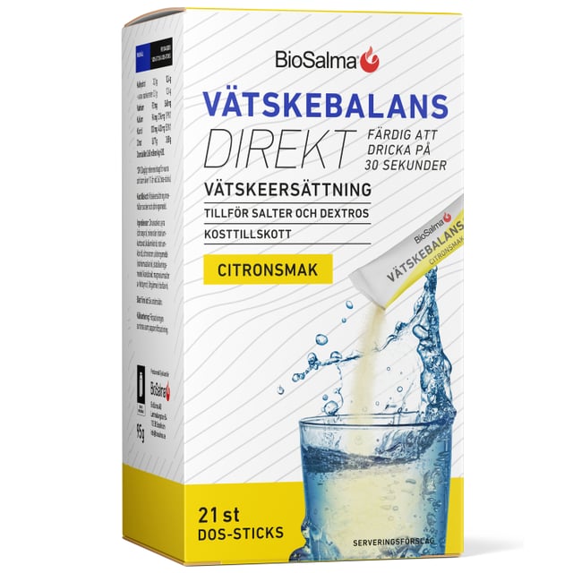 BioSalma Vätskebalans Direkt Citron 21 dos-sticks