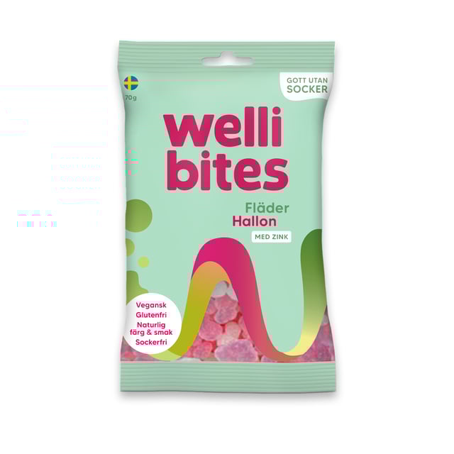 Wellibites Fläder & Hallon 70 g