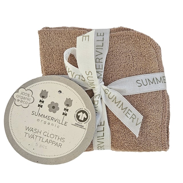 Summerville Tvättlappar Warm taupe GOTS 5-pack