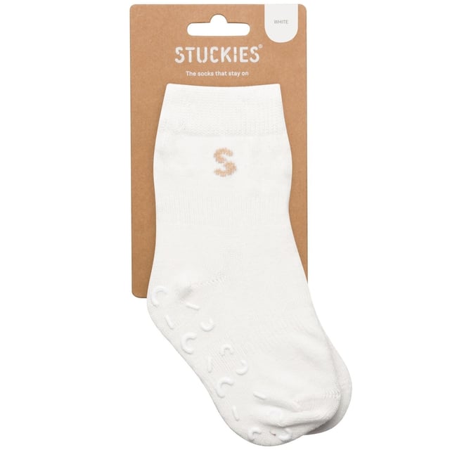 Stuckies Strumpor i bomull White 25/27 Anti-Slip 1-pack