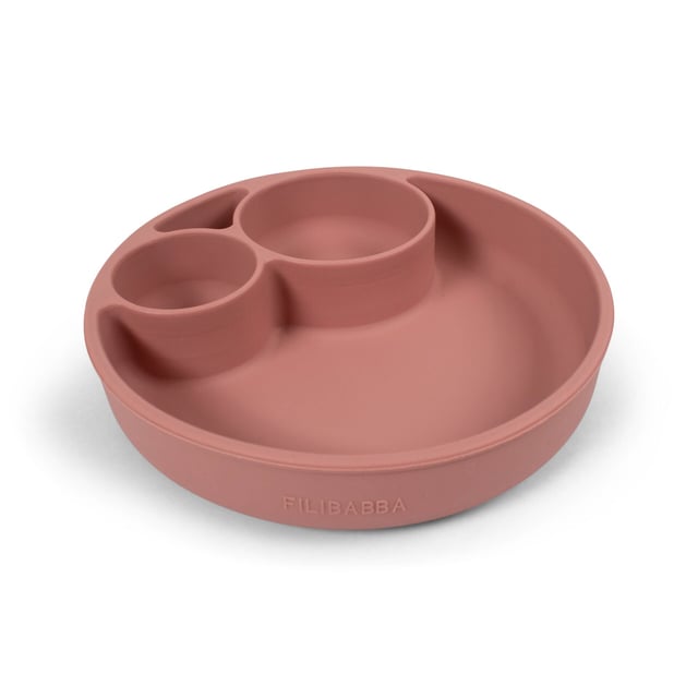 Filibabba Silikontallrik Med Fack Rosa