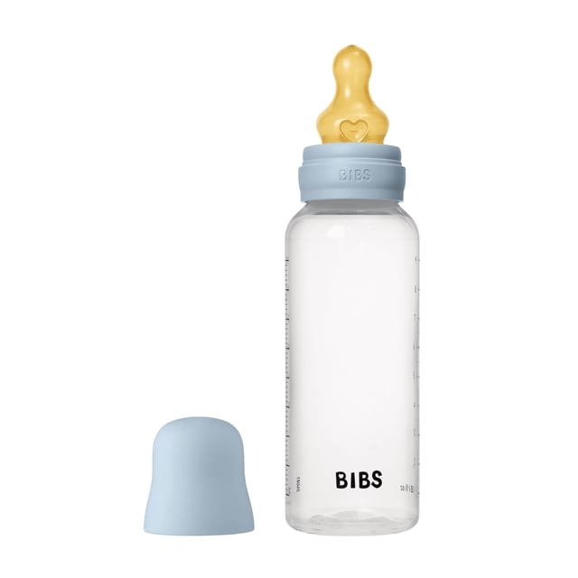 BIBS Baby Bottle Round Latex Medium Flow Baby Blue 270 ml