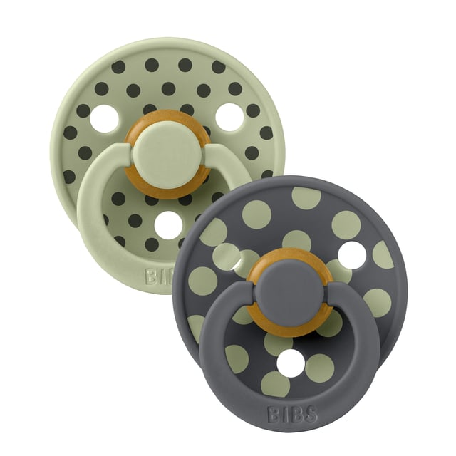 BIBS Pacifier Studio Colour Polka Latex Size 1 Sage/Iron 2 st