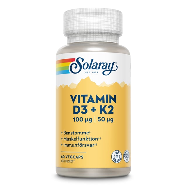 Solaray Vitamin D3 & K2 60 kapslar
