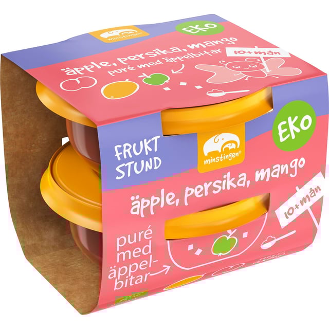 Minstingen Barnmat Äpple Persika Mango 10+ månader 2 st