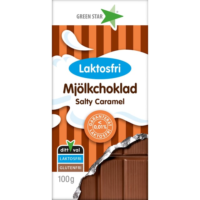 Green Star Mjölkchoklad Salt Caramel Laktosfri 100g