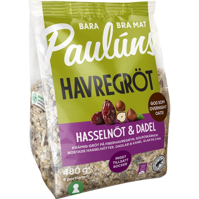 Pauluns Havregröt Hasselnöt & Dadel 480g