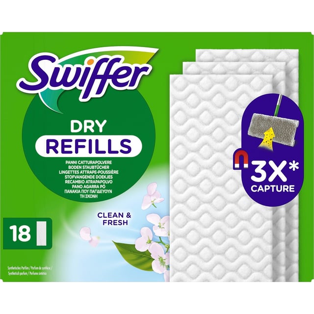 Swiffer Floor Dry Refills Torra rengöringsdukar för golv, 18 st