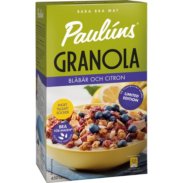 Paulúns Granola Blåbär & Citron 450 g