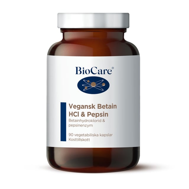 BioCare Vegansk Betain HCL & Pepsin 90 kapslar