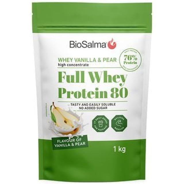 BioSalma Whey 80 Vanilj & Päronsmak 1000g