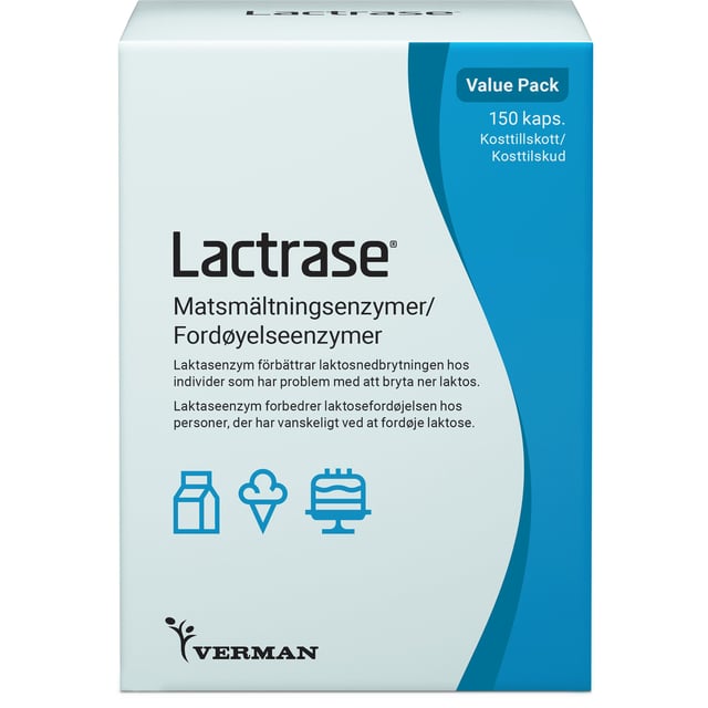 Verman Lactrase Matsmältningsenzymer 150 kapslar