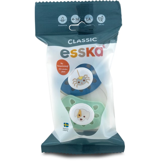 esska Classic Nappar 4-36 Månader Latex 2 st - Olika färger och motiv