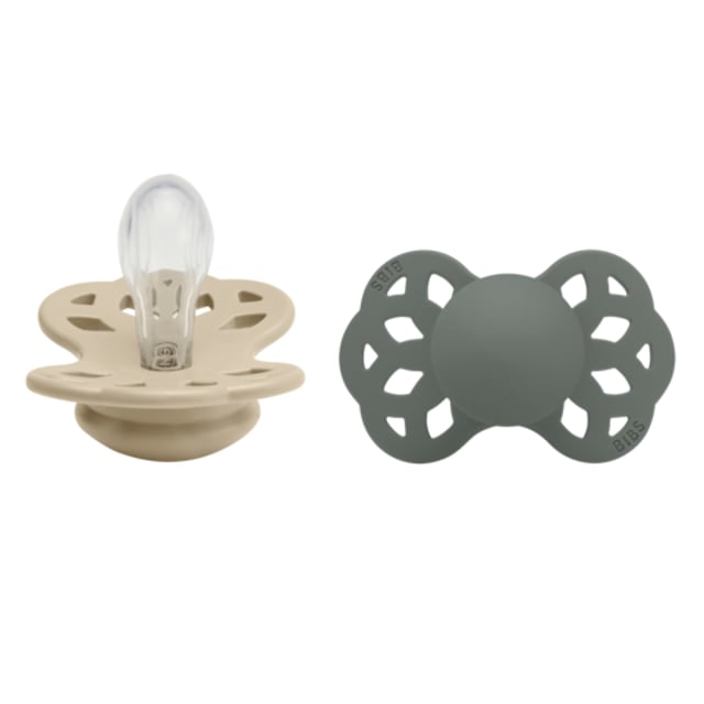 BIBS Pacifier Infinity Symmetrical Silicone 0+ månader Size 1 Vanilla/Pine 2 st