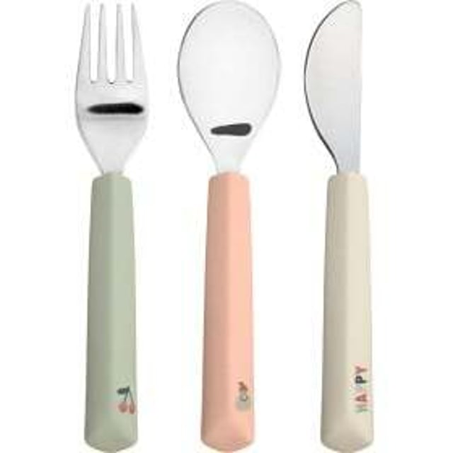 Lässig Bestick Med Silikongrepp 3 delar Happy Fruits Cherry