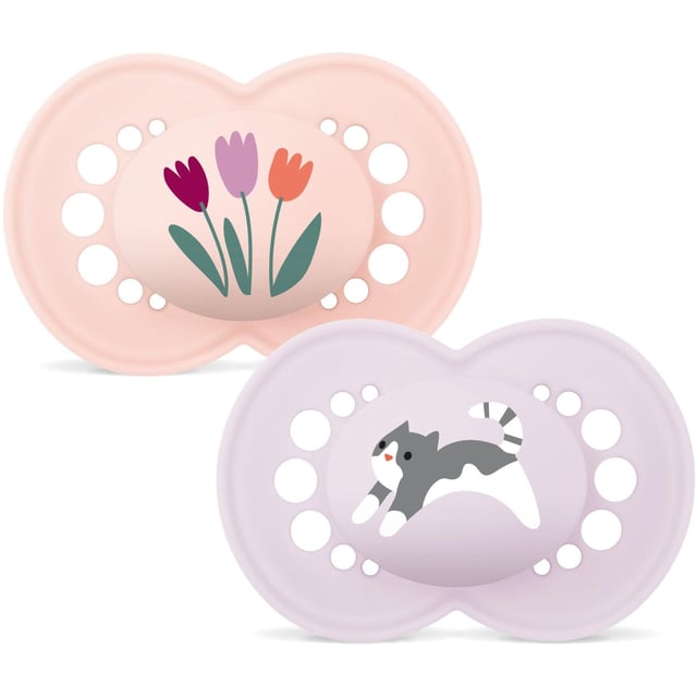 MAM Orig 16-36m Nat Rub Box V Pink 2 st