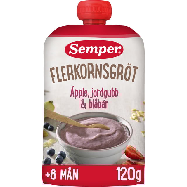 Semper Flerkornsgröt Äpple, Jordgubb & Blåbär 120 g