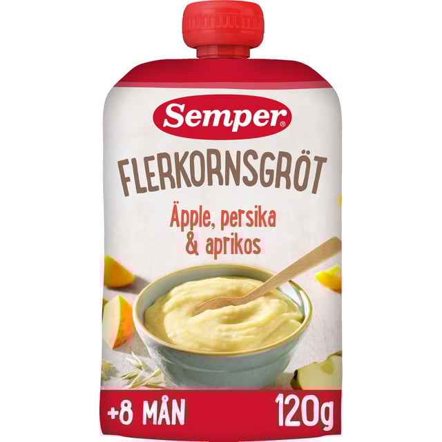 Semper Flerkornsgröt Äpple, persika & aprikos 120 g