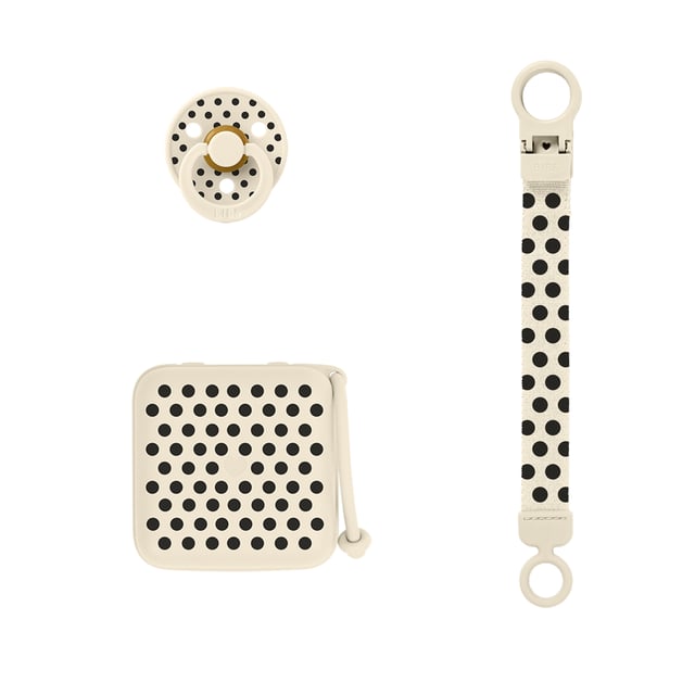 BIBS Gift Set Polka Soothe & Go Latex Size 2 Ivory Black 3 st