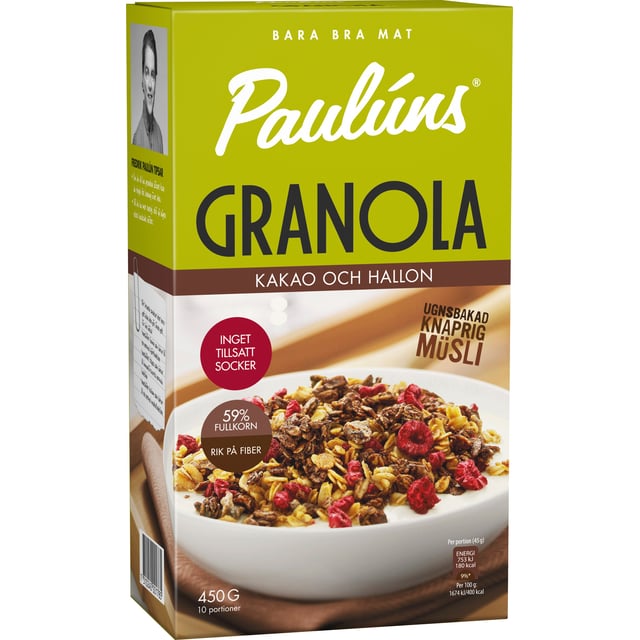 Paulúns Granola Kakao & Hallon 450 g
