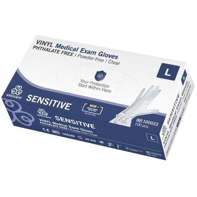 Evercare Vinylhandskar large 100 st