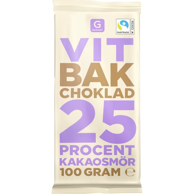 Garant Bakchoklad Vit 25% Kakaosmör 100g