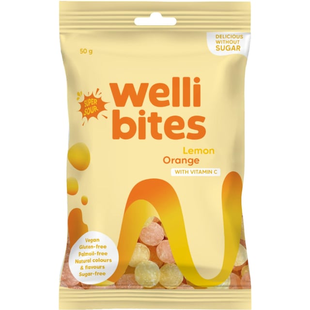 Wellibites Super Sour Lemon & Orange Vitamin C 50g