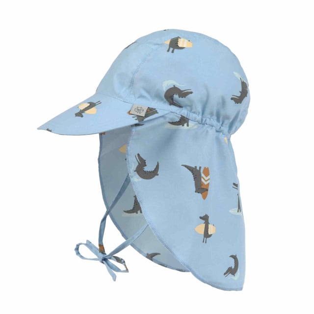 Lässig Solhatt Med Nackskydd Crocodile Sky Blue 3–6 mån