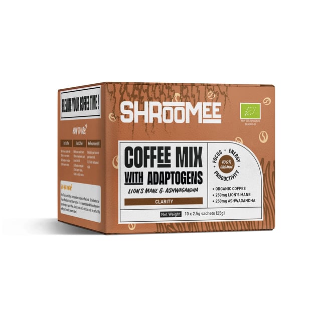 The Organic Labs Shroomee Svampkaffe Clarity med Lion’s Mane & Ashwagandha 10 st portionspåsar