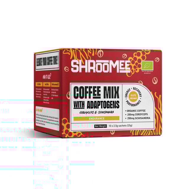 The Organic Labs Shroomee Svampkaffe Endurance med Cordyceps & Schisandra 10 st portionspåsar