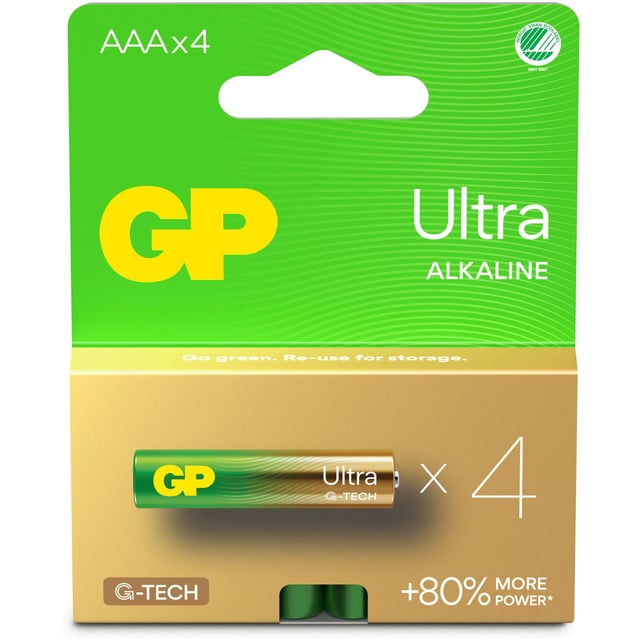 GP Batteries Ultra Alkaline AAA LR03 Svanenmärkt 4 st