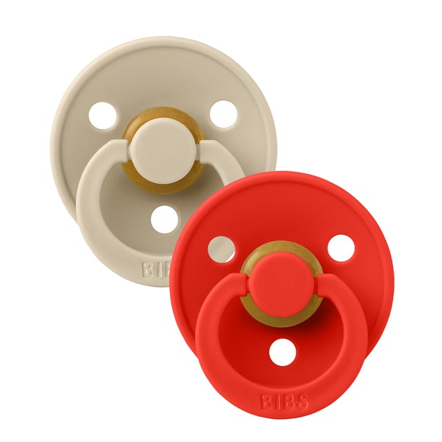 BIBS Pacifier Colour Anatomical Latex 6+ månader Size 2 Vanilla/Candy Apple 2 st
