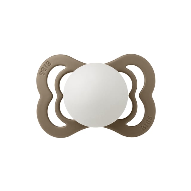 BIBS Pacifier Supreme Silicone 0+ månader Size 1 Dark Oak GLOW