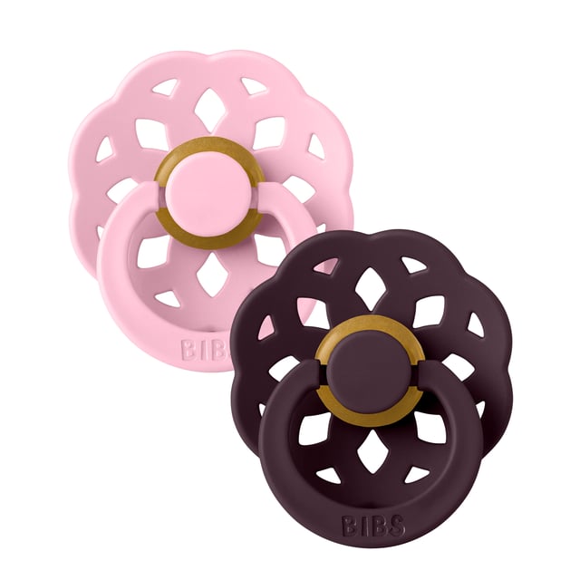 BIBS Pacifier Boheme 2 PACK Latex 0+ månader Size 1 Baby Pink/Plum