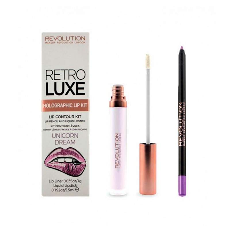 Makeup Revolution Retro Luxe Holographic Lip Kit- Unicorn Dream
