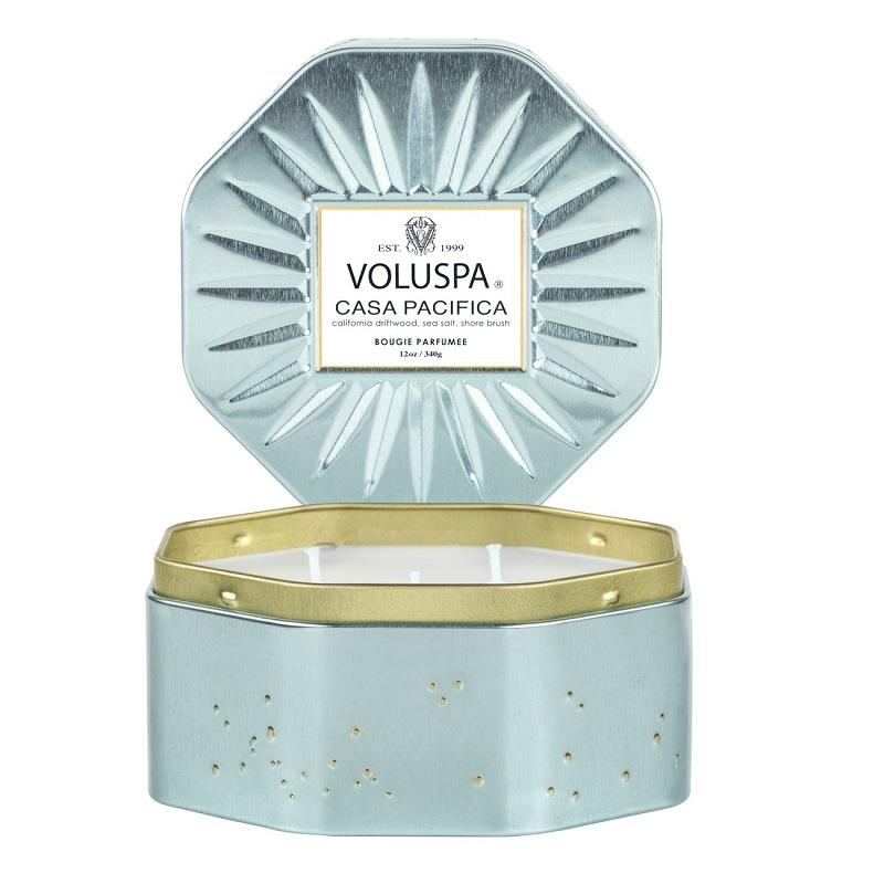 Voluspa 3-Wick Octagon Tin Candle Casa Pacifica 340g
