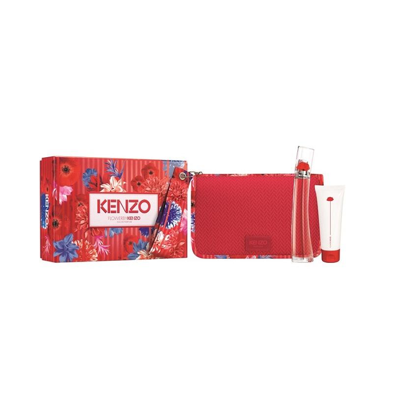 Giftset Kenzo Flower By Kenzo Edp 50ml + Body Milk 75ml + Pouch