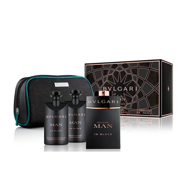 Giftset Bvlgari Man In Black Edp 100ml + ASB 75ml + SG 75ml + Pouch