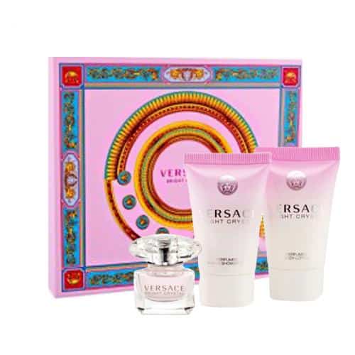 Giftset Versace Bright Crystal Edt 50ml + Body Lotion 50ml + Shower Gel 50ml