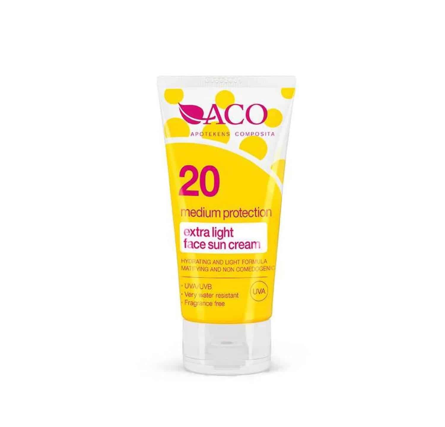 ACO Extra Light Face Sun Cream Spf 20 50ml