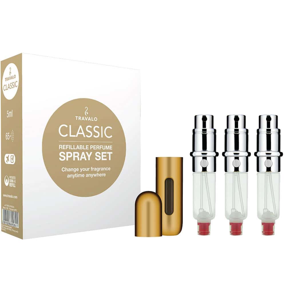 Travalo Classic HD Refillable Perfume Spray Set Of 3 Gold