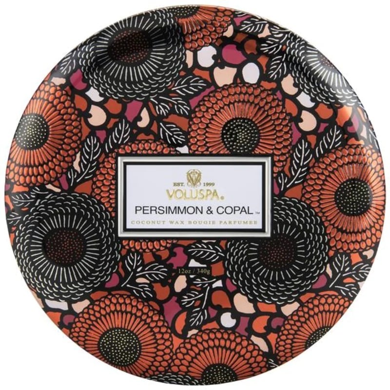 Voluspa 3-Wick Candle Decorative Tin Persimmon & Copal 340g