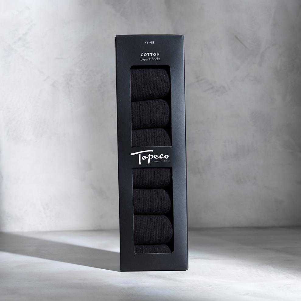 Topeco Cotton Socks 8-Pack Black Strl 41-45