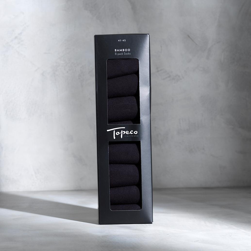 Topeco Bamboo Socks 8-Pack Black Strl 41-45