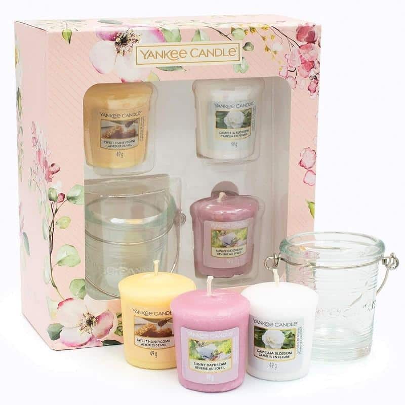 Giftset Yankee Candle Garden Hideaway 3 Votive and Candle Holder