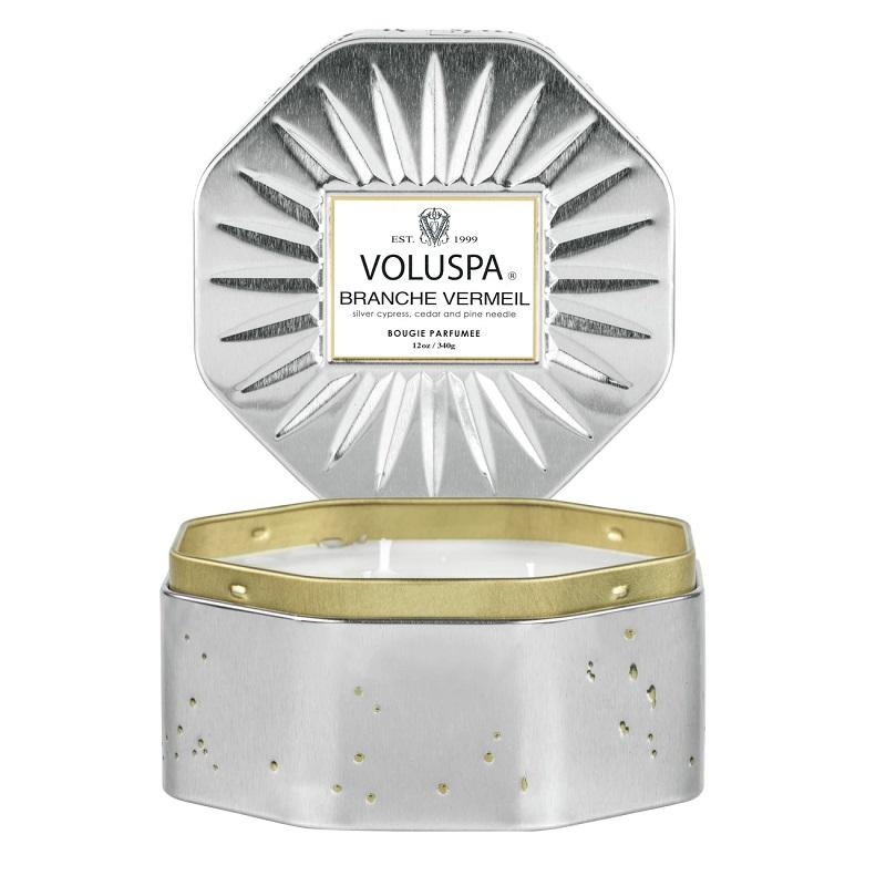 Voluspa 3-Wick Octagonal Tin Candle Branche Vermeil 340g