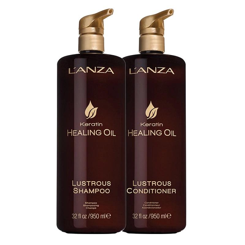 L'anza Keratin Healing Oil Lustrous Shampoo + Conditioner 1900ml
