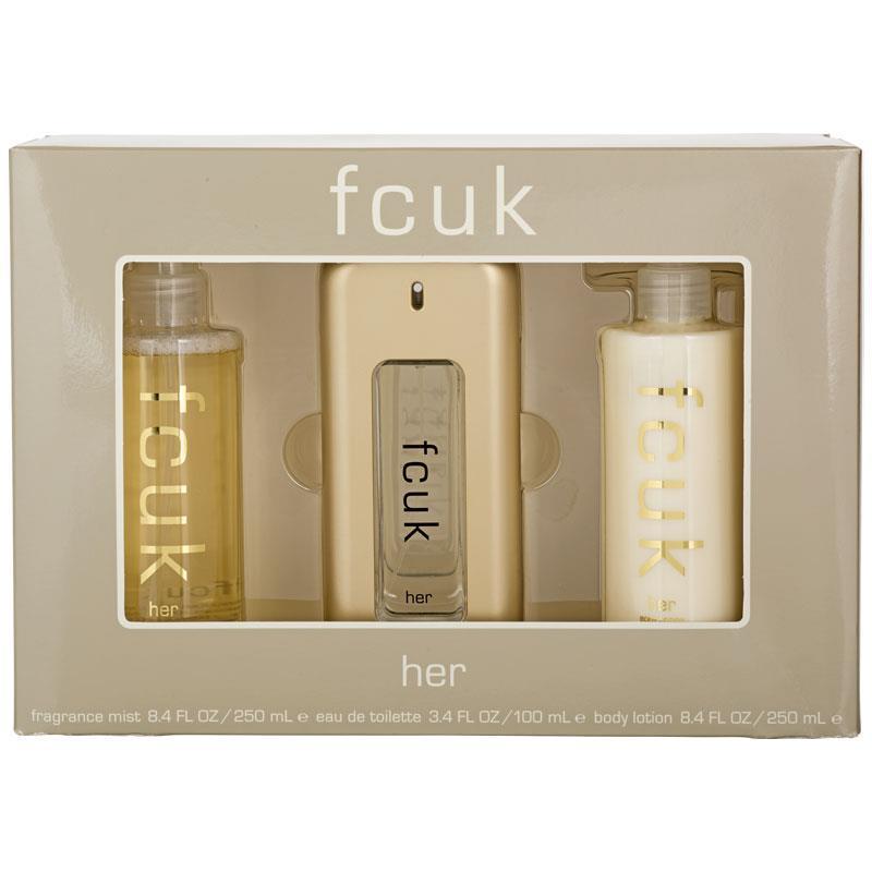 Giftset FCUK Her Edt 100ml + Mist 250ml + Body Lotion 250ml